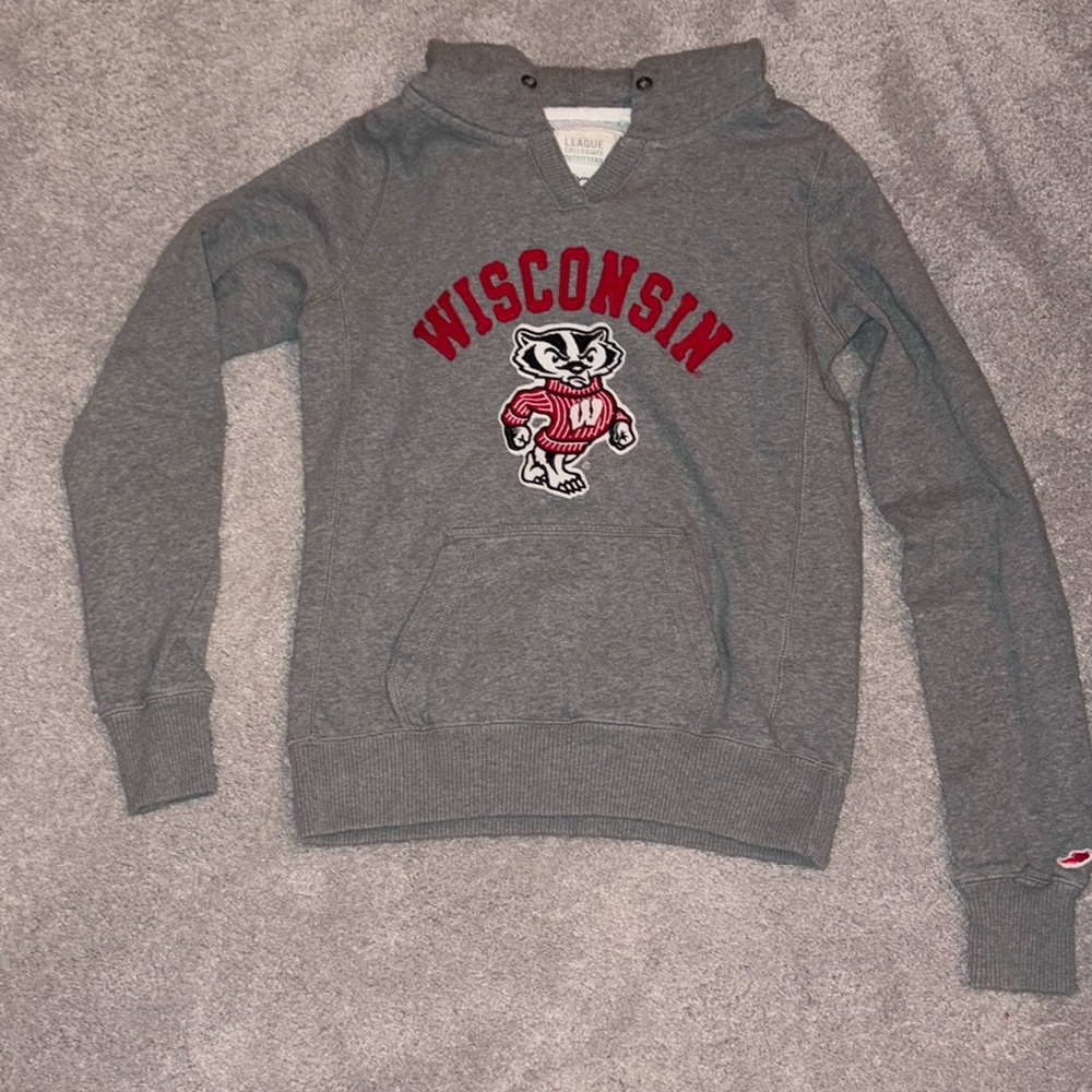 Cute size small grey Wisconsin sweatshirt